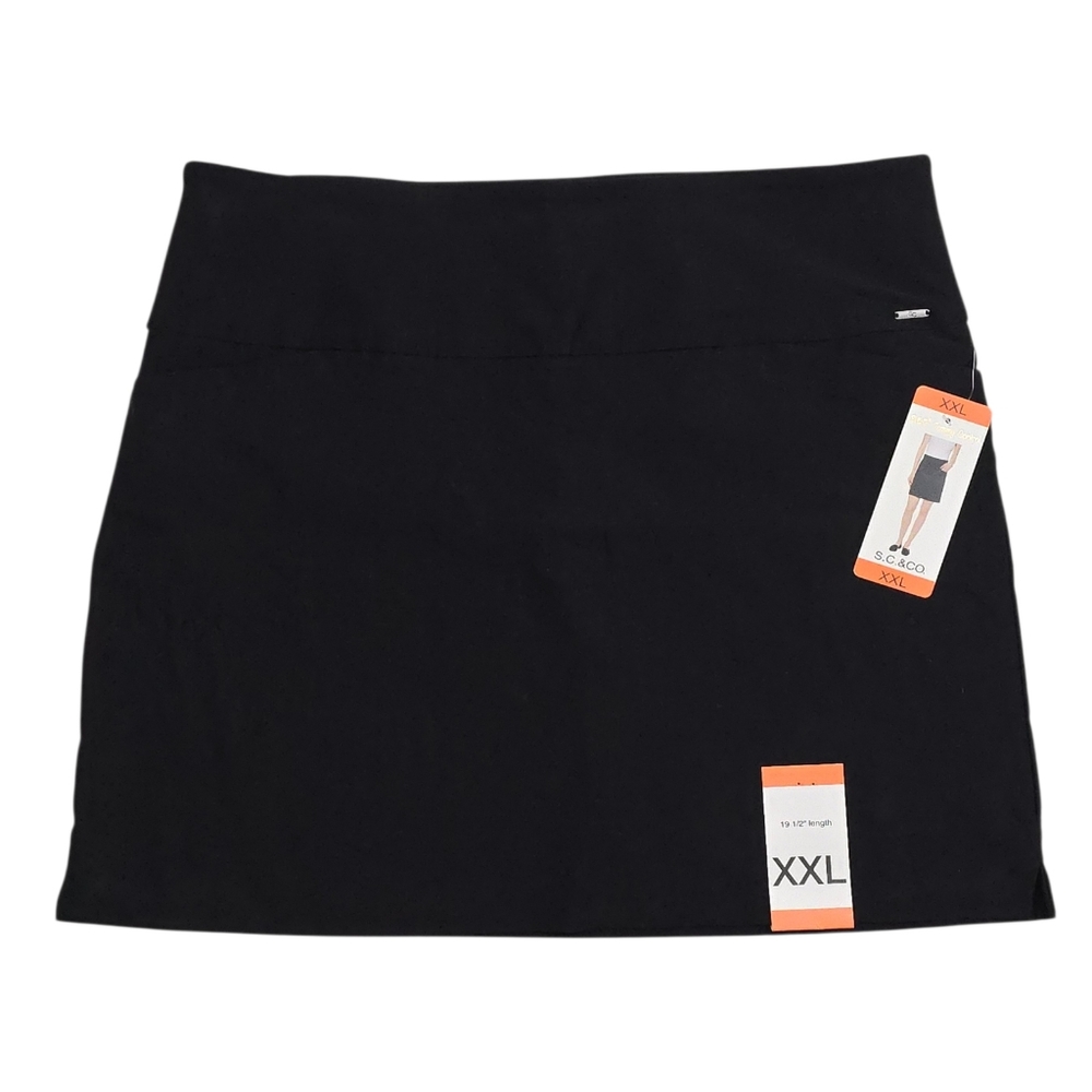 NWT Women's S.C. & CO 360 Tummy Control Comfort Stretch Skort XXL Black Skirt